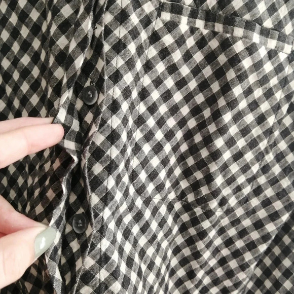 Lafayette 148 Gingham Plaid Cotton, Wool, Linen Button Up Blouse Small - Picture 7 of 15